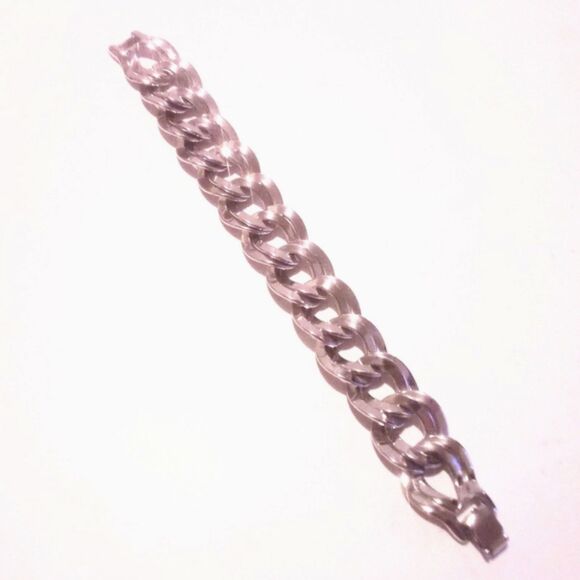Vintage Monet Chunky Silver Tone Chain Link Bracelet - Picture 2 of 4
